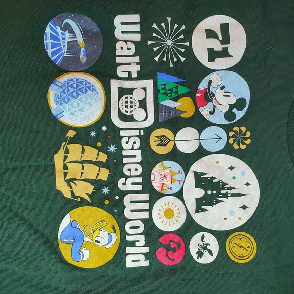 Walt Disney World Mickey Forest Green Classic Parks Icon Shirt Size Children's S - Picture 2 of 4
